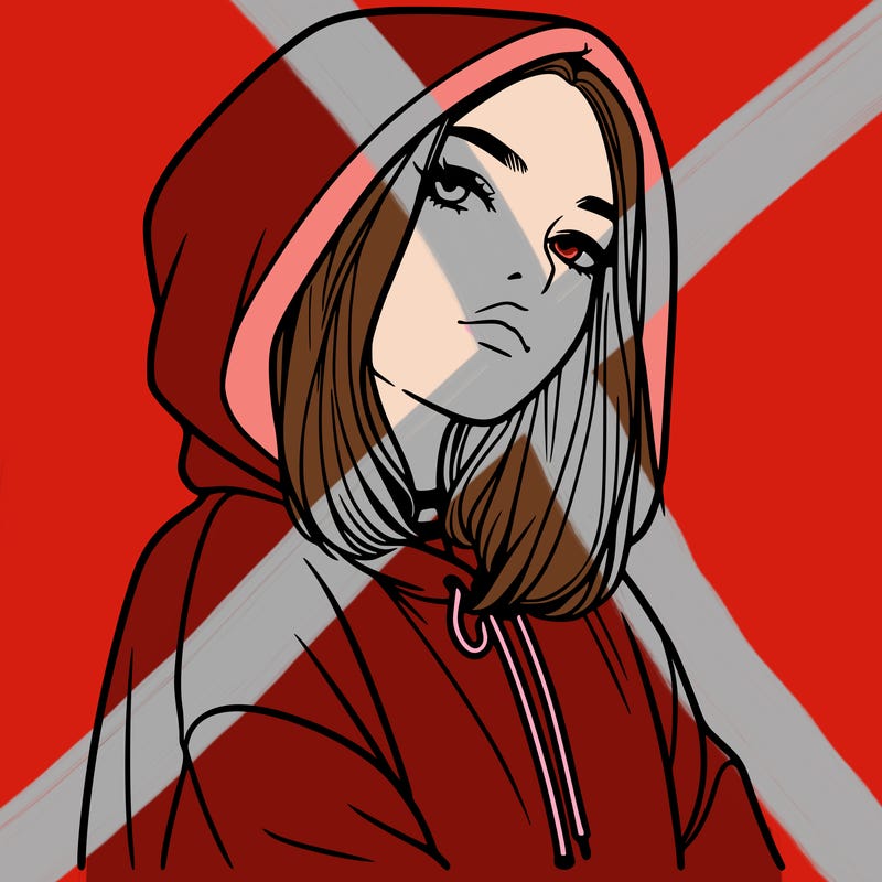 a realistic girl in a hoodie