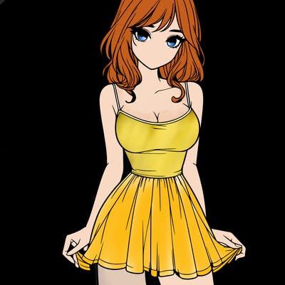 realistic girl in short dress
