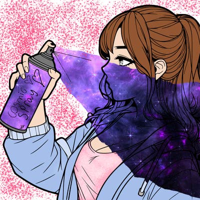 a realistic girl spray, painting