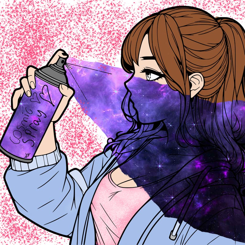 a realistic girl spray, painting