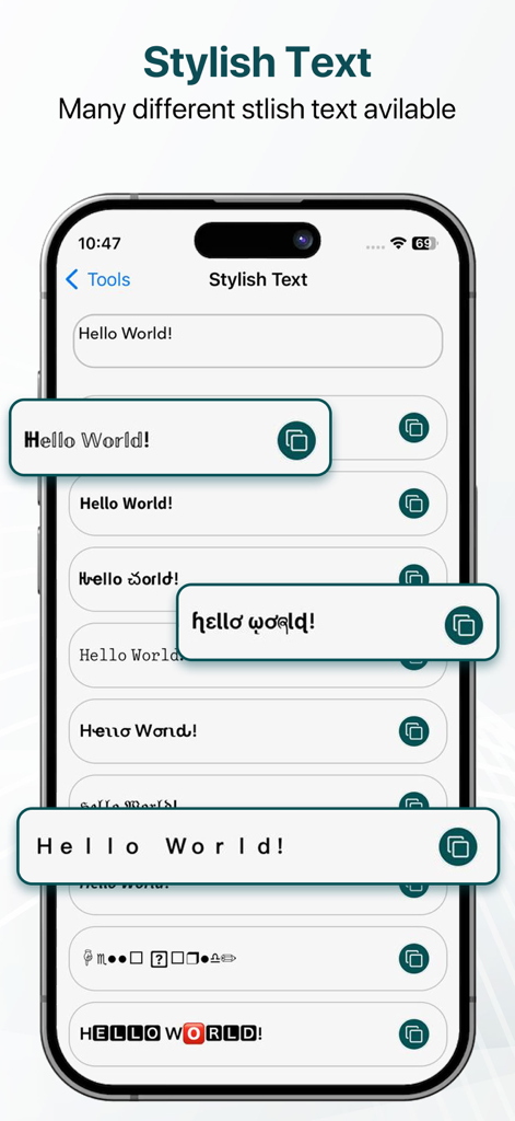 WT Scan Web Messenger - Interface of the WT Scan Web Messenger app showing various creative and stylish font options for text messages.