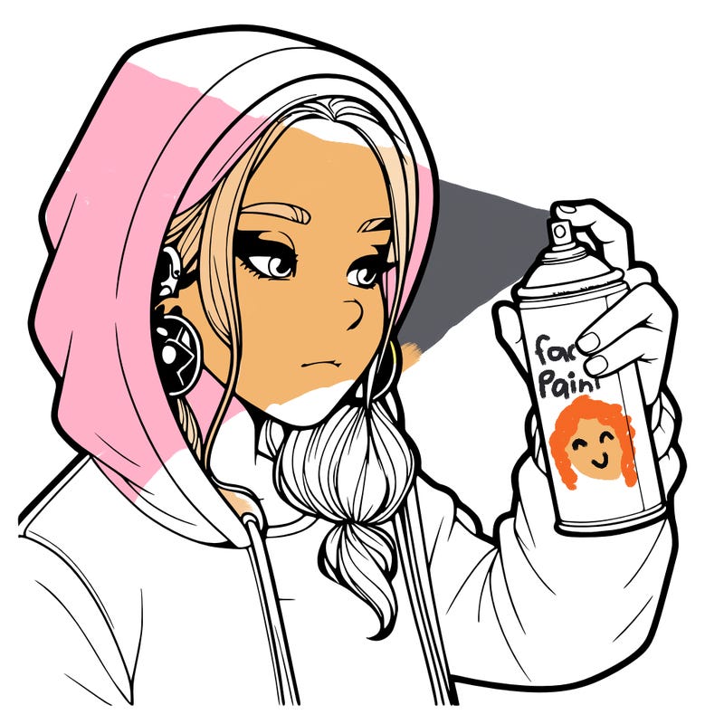 a realistic girl, spray painting