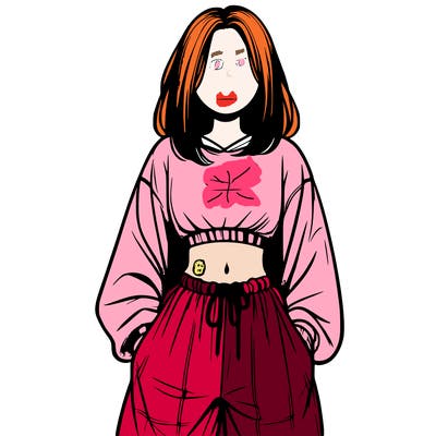 realistic girl faceless with baggy pants and a crop top