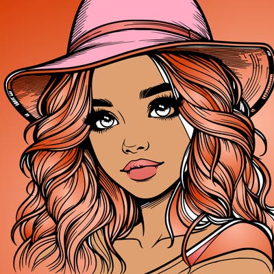 realistic girl with hat