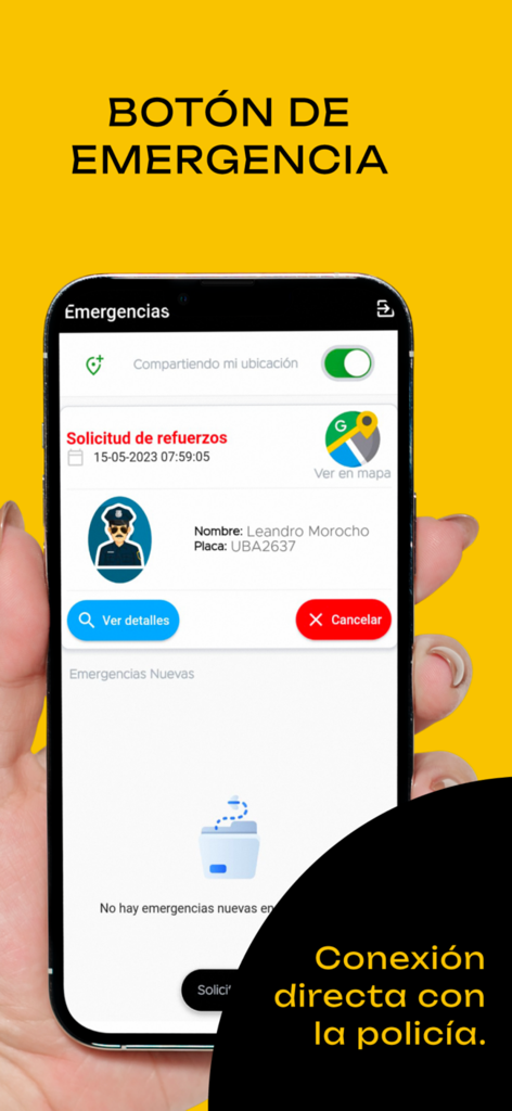 I-ya - I-ya app emergency button screen for direct police connection.