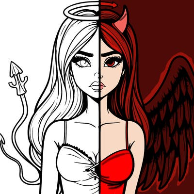 devil vs angel realistic girl