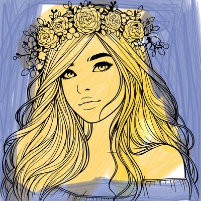 realistic girl with flower crown