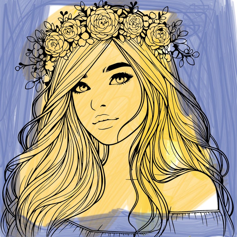 realistic girl with flower crown
