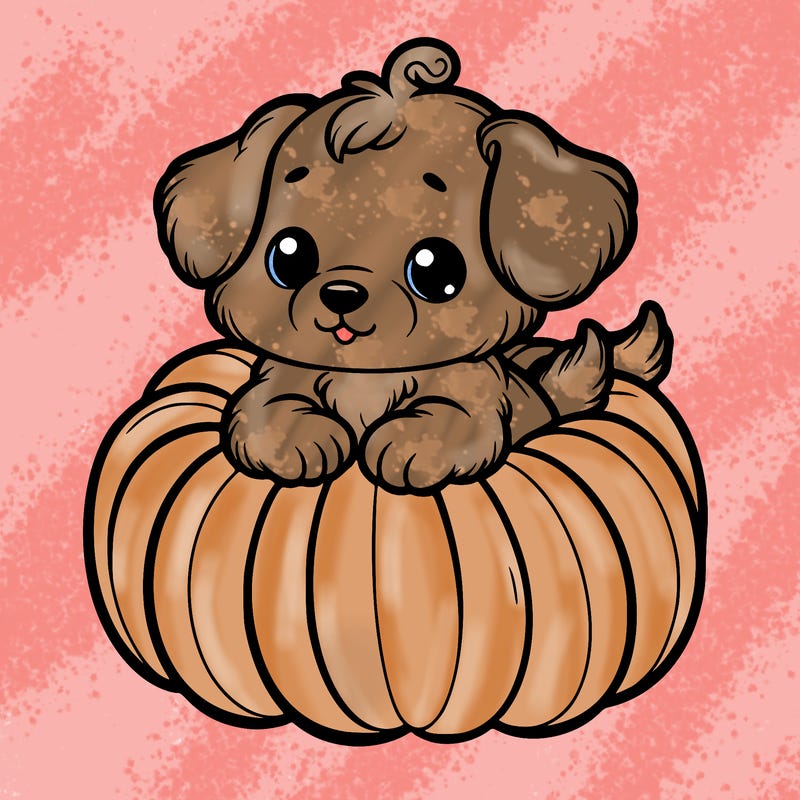 cute little puppy in a pumpkin