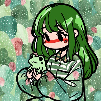 girl with long hair and a oversized shirt. and she is holding a frog