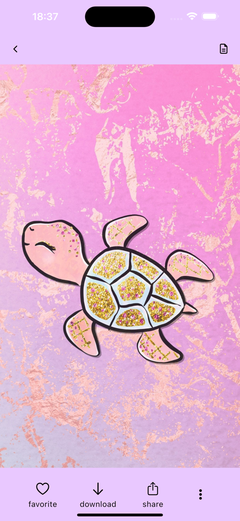 Aesthetic - Kawaii Wallpapers! - Tartaruga marinha rosa fofa com concha brilhante em um fundo de mármore rosa e dourado