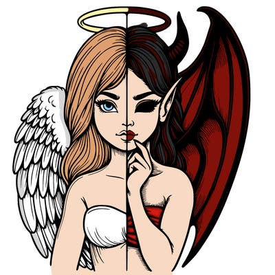 realistic angel half demon