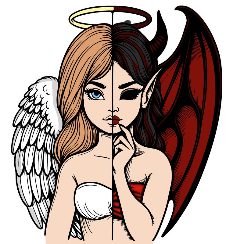 realistic angel half demon