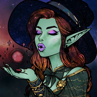 realistic elf casting a spell with lips