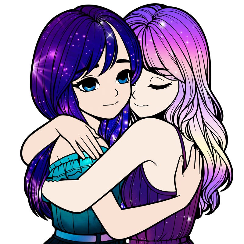 realistic girls hugging