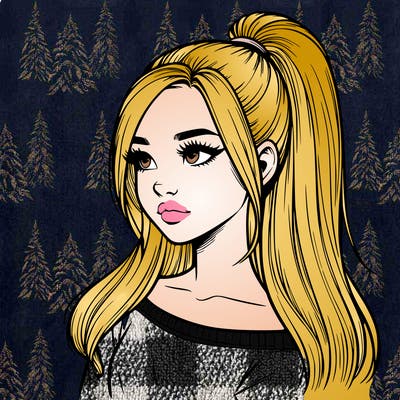 realistic girl with a high ponytail