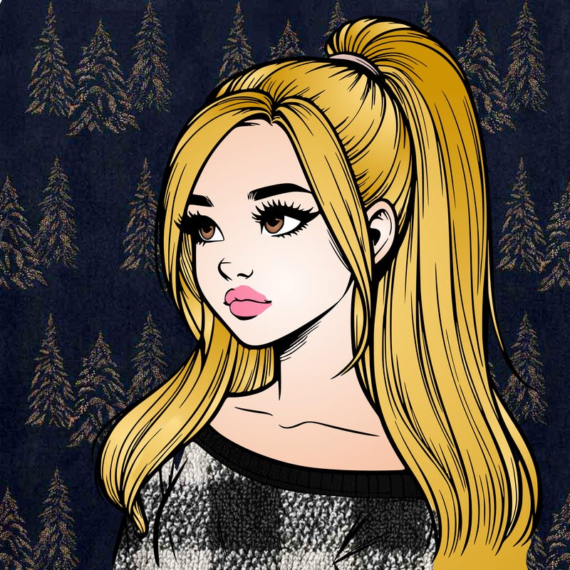 realistic girl with a high ponytail