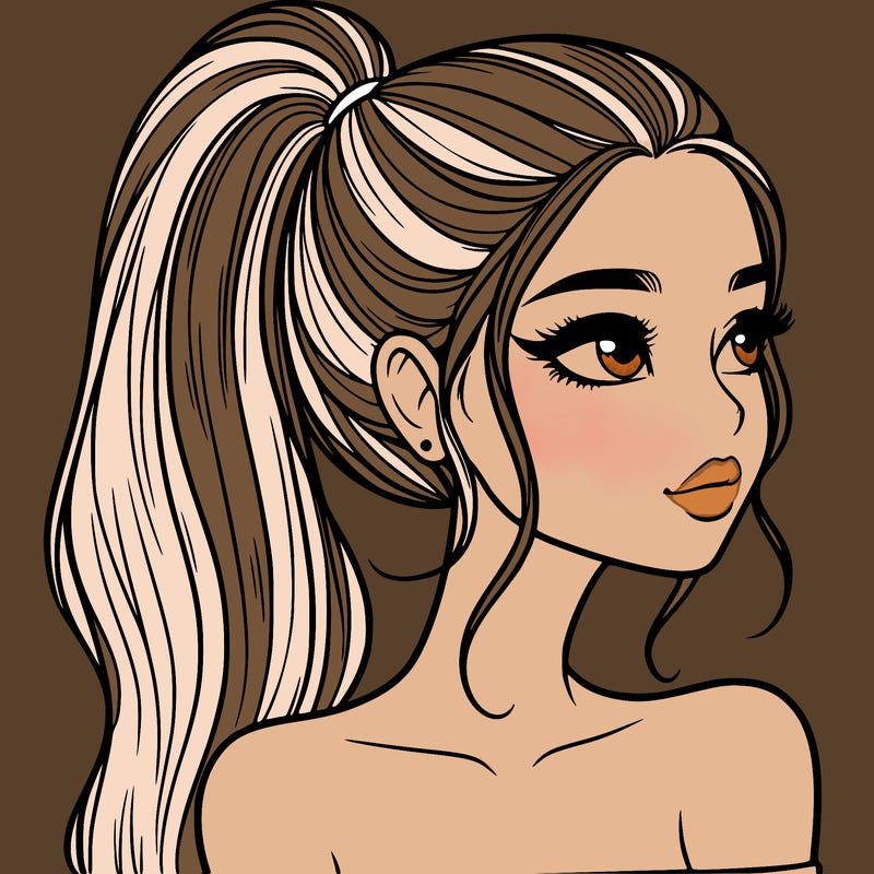 a beautiful and realistic girl with a high pony tail