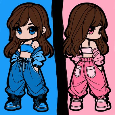 girl in crop top and baggy pants