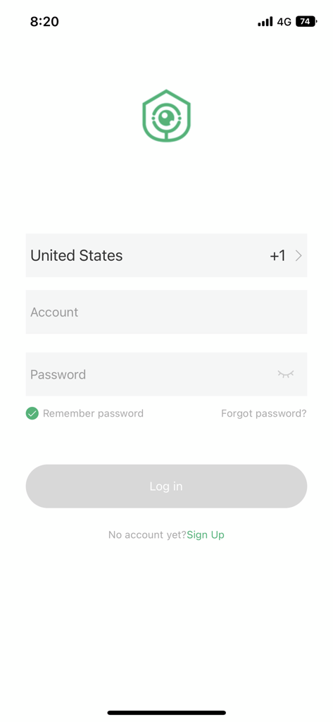 SV3C Cloud - The login page of the SV3C Cloud app for home security camera management
