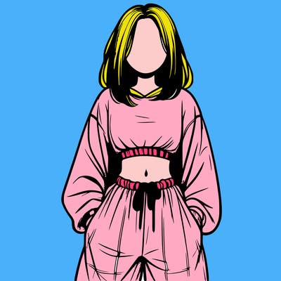 realistic girl faceless with baggy pants and a crop top