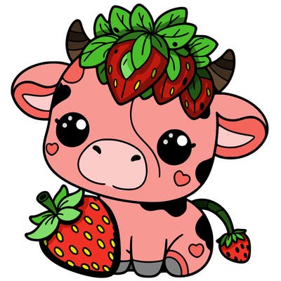 cute strawberry cow