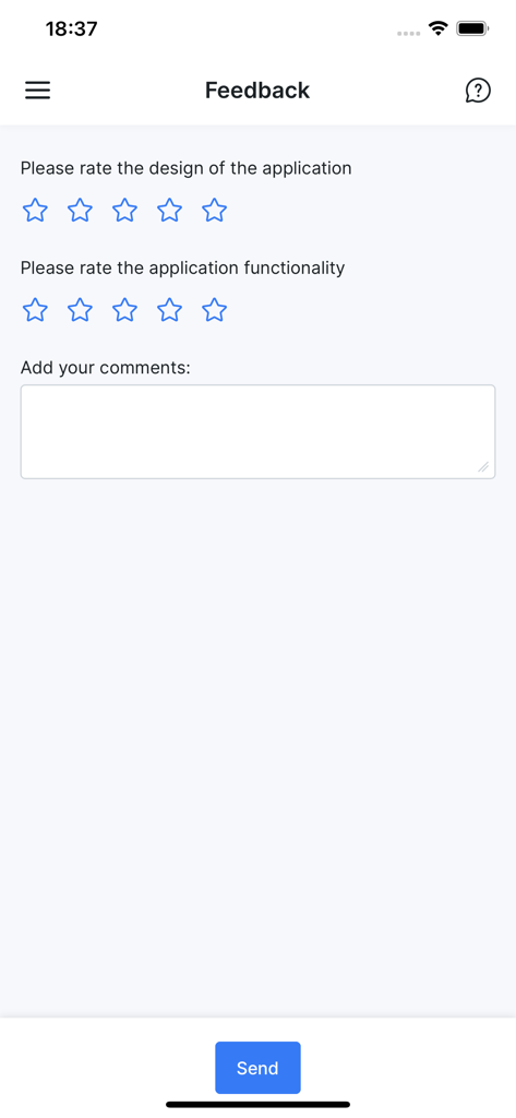 MyISP Portal - Feedback screen within the MyISP Portal application showing rating stars and a comment field