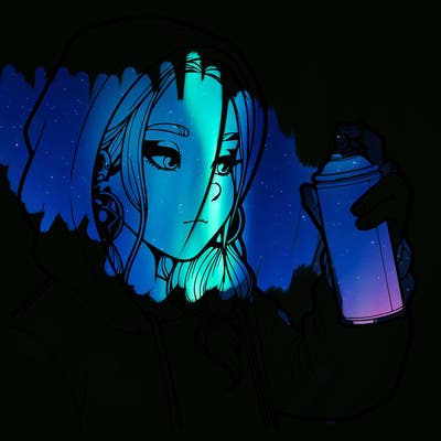 a realistic girl, spray painting