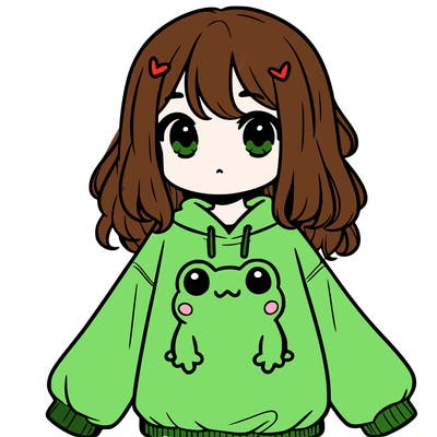 girl wearing frogging sweatshirt