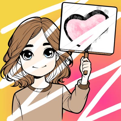 realistic girl holding up a sign