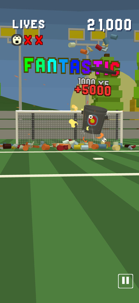 Boot That Ball - 복셀 그래픽으로 과녁 맞히기 모드를 보여주는 Boot That Ball 게임 플레이