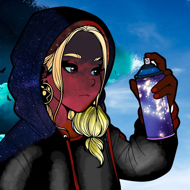 a realistic girl, spray painting