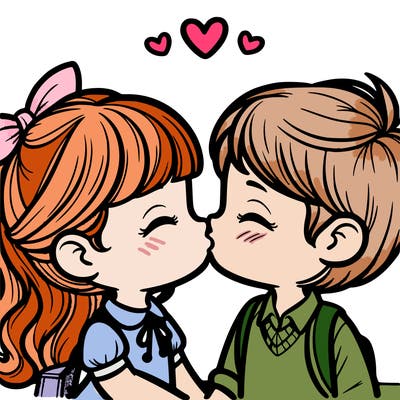 boy and girl kissing