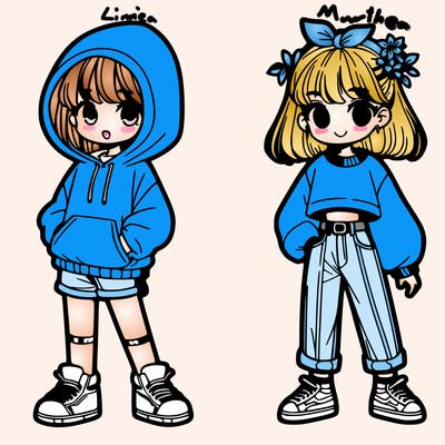 two teenager girls one wearing a hoodie and shorts and the other way and crop top and jeans