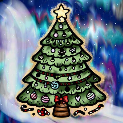christmas tree with lots of details