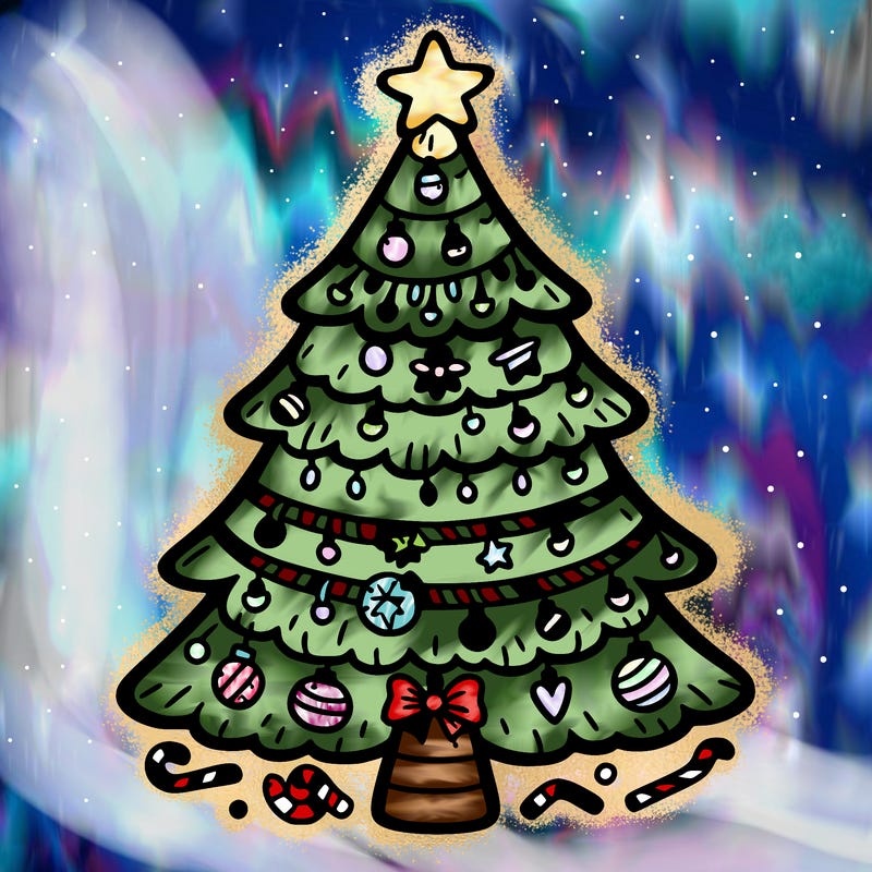 christmas tree with lots of details