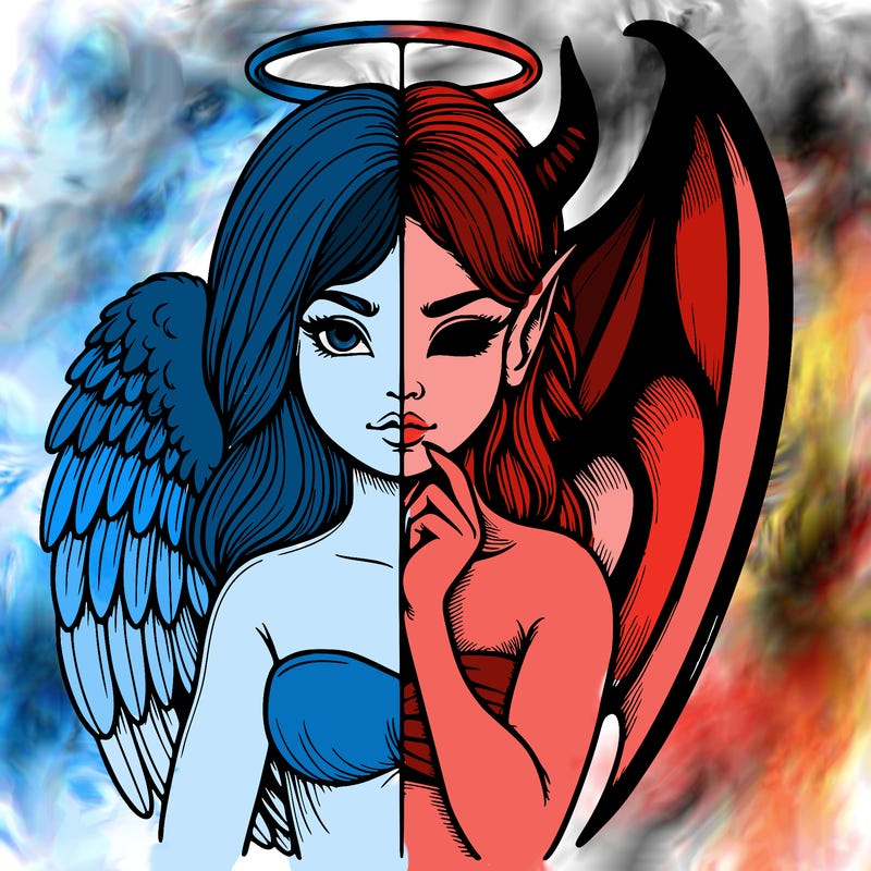 realistic angel half demon