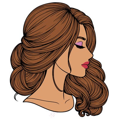 realistic woman's head & hair