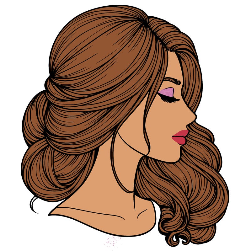 realistic woman's head & hair