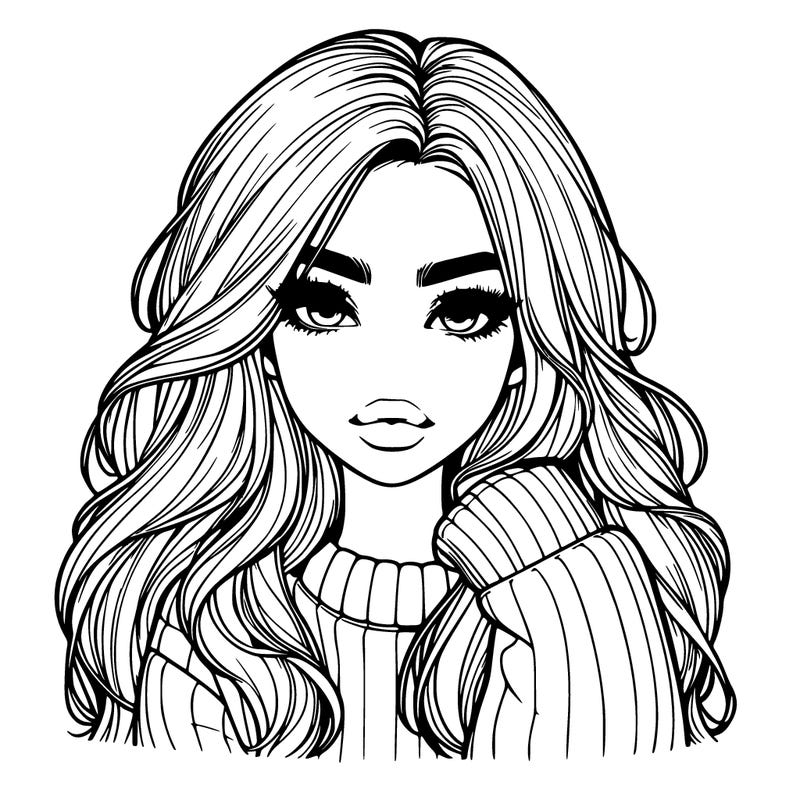 relistic girl with long hair and lips wearing sweater