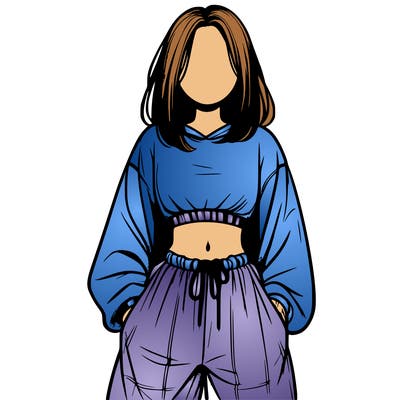 realistic girl faceless with baggy pants and a crop top