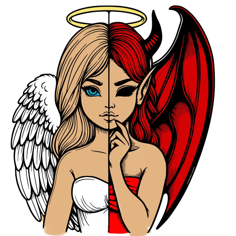 realistic angel half demon