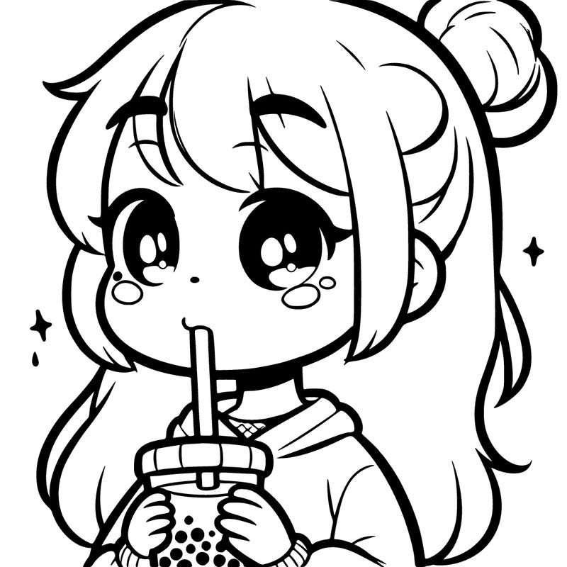 cute girl drinking boba