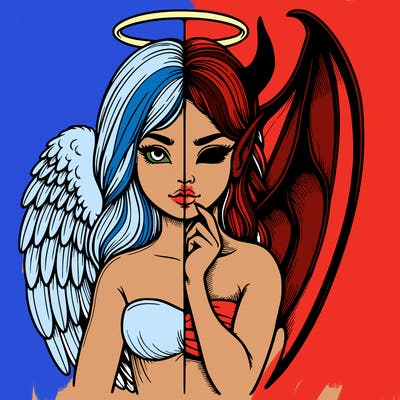 realistic angel half demon