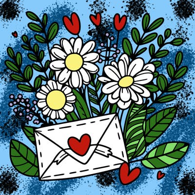 flowers with a love letter