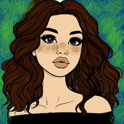 realistic girl with wavy hair and lips