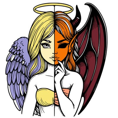 realistic angel half demon