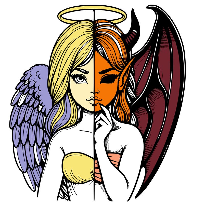 realistic angel half demon