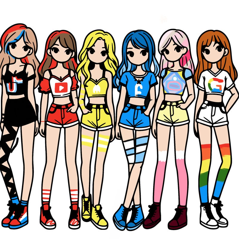 a group of girls wearing crop tops and shorts