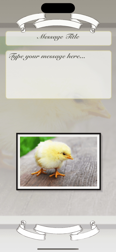 Happy Easter • Greeting cards - Interface for customizing a digital Easter greeting card with message text fields and a photo of a yellow chick